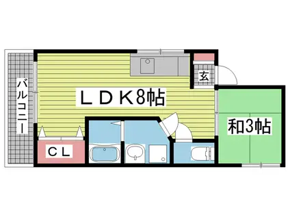 ル・シェール新神戸(1LDK/4階)の間取り写真