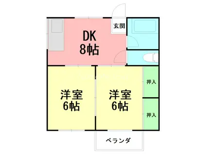 第一綾西ハイツ(2DK/1階)の間取り写真