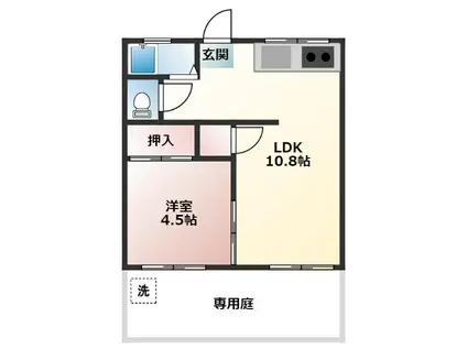 コーポ江島(1LDK/1階)の間取り写真