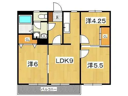加藤マンション(3LDK/1階)の間取り写真