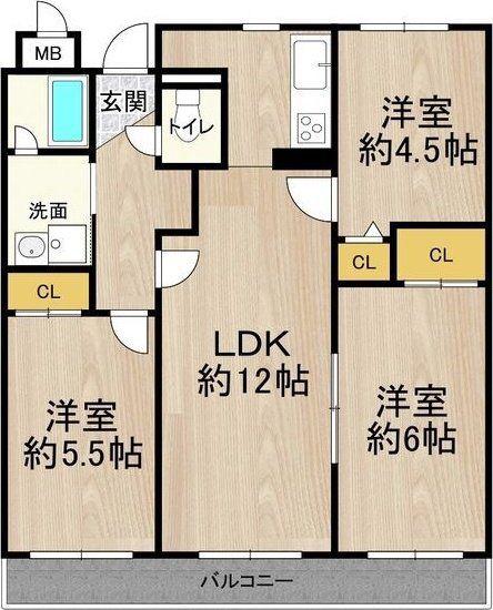 マンションフォルツーナ(3LDK/4階)の間取り写真