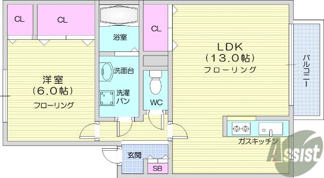 コンフォールM1(1LDK/2階)の間取り写真
