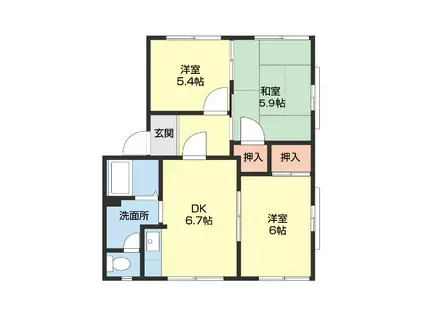 フレグランス船所(3DK/1階)の間取り写真