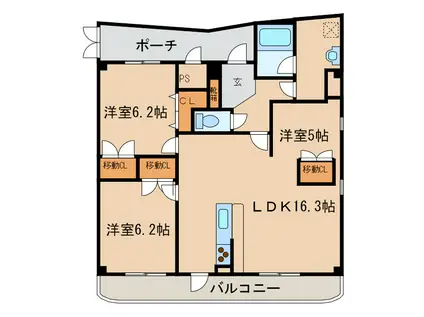 BRANDNEW CITY2 E棟(3LDK/6階)の間取り写真