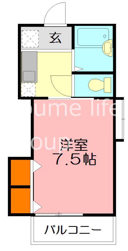 そらハウス(1K/2階)の間取り写真