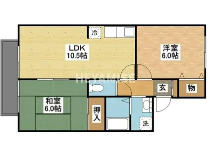 セジュール小野田(2LDK/1階)の間取り写真