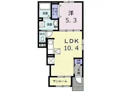 アバンツァート 4番館(1LDK/1階)の間取り写真