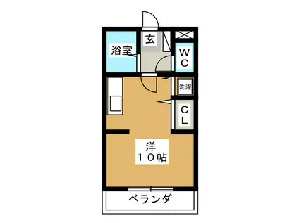 鈴蘭荘2号棟(ワンルーム/1階)の間取り写真