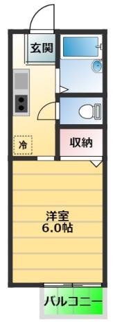 ビーライン(1K/1階)の間取り写真
