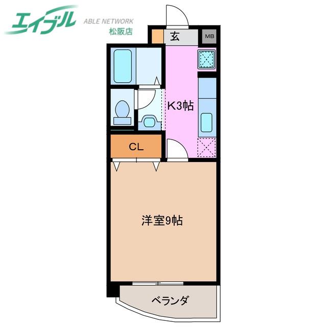 パレドールKONISHI(1K/4階)の間取り写真