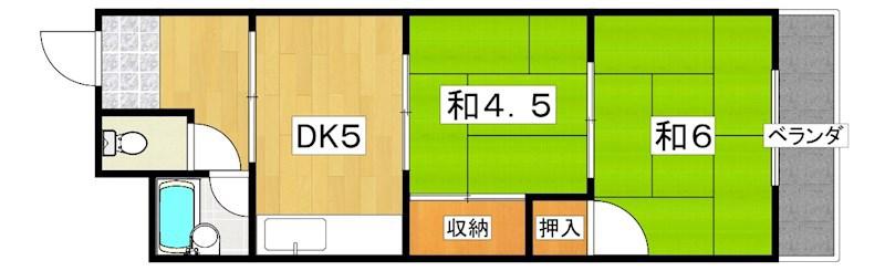 エレガンスシティ(2DK/3階)の間取り写真