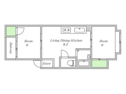 ルビーマンション(2LDK/2階)の間取り写真