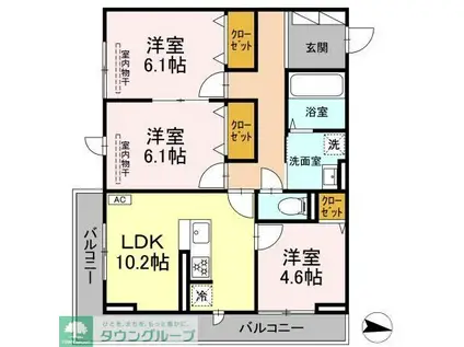 COSMET湘南平塚(3LDK/2階)の間取り写真