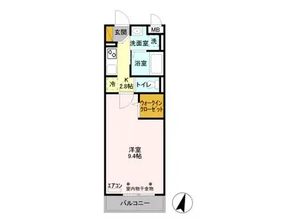 エスポワール八汐(1K/3階)の間取り写真