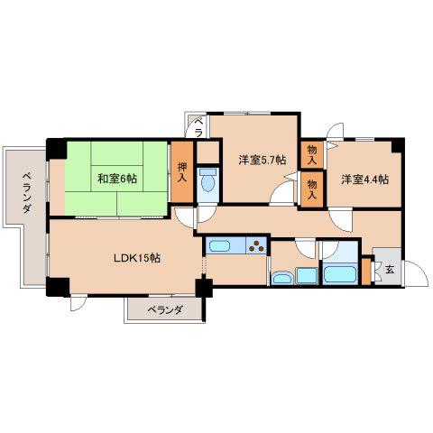 フォルムあやめ池(3LDK/2階)の間取り写真