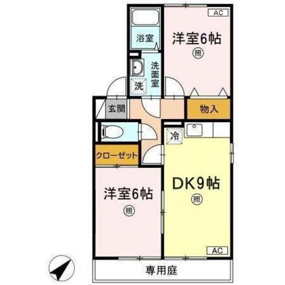 グレース21(2DK/1階)の間取り写真