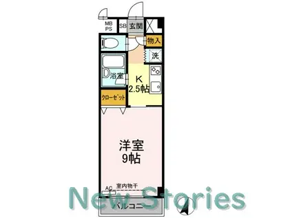 グリーンリバティ新蔵(1K/2階)の間取り写真