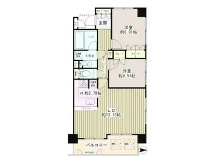 クラッサ調布(2LDK/3階)の間取り写真