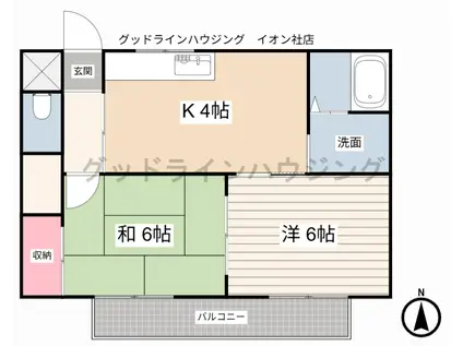 ソレイユ小野(2K/2階)の間取り写真