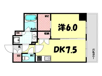 ESTEMCOURT神戸元町IIRESERVE(1LDK/7階)の間取り写真