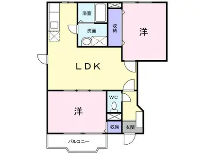 グランズ21A(2LDK/1階)の間取り写真