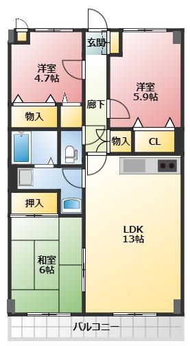 グレース伏見A(3LDK/2階)の間取り写真