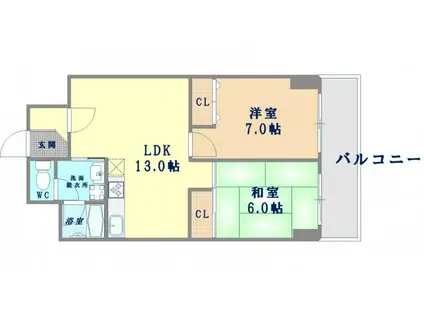 ハイツ天王寺1号館(2LDK/3階)の間取り写真