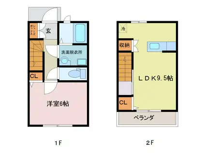 BREEZBAY如水A・B(1LDK/1階)の間取り写真