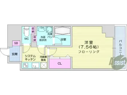 トゥールタ春日町(1K/3階)の間取り写真
