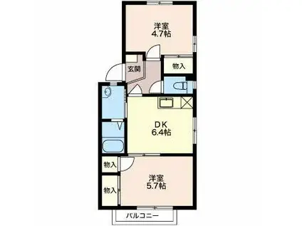 ボナール上島A(2DK/2階)の間取り写真