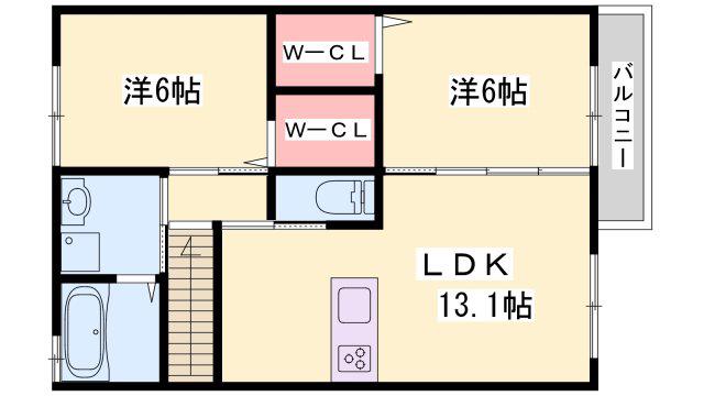 セーヌ アンジェ塩屋II(2LDK/2階)の間取り写真