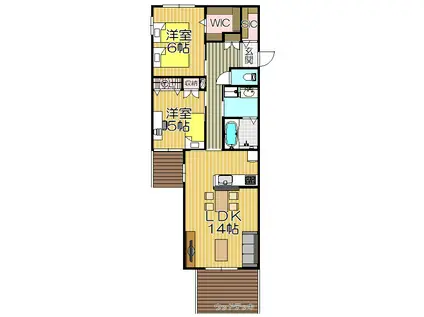 LALABREZZA芦屋翠ヶ丘(2LDK/1階)の間取り写真