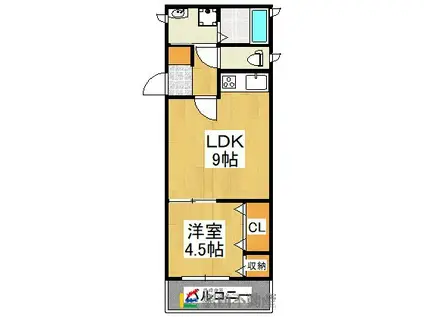 ランドベアー21II(1LDK/1階)の間取り写真