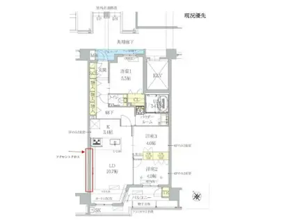 モントーレ室見パークレジデンス(3LDK/6階)の間取り写真