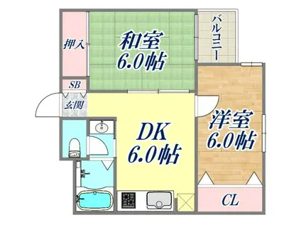 サチハイツ(2DK/2階)の間取り写真