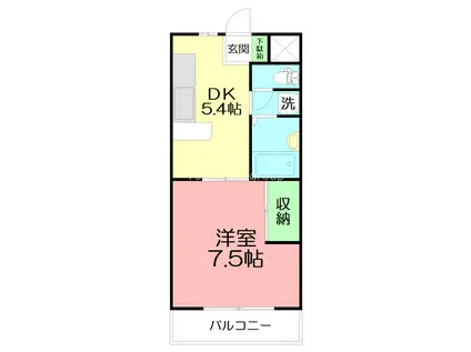 アミカルメント萩原(1DK/3階)の間取り写真