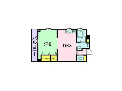 タウンコート常磐町(1DK/5階)の間取り写真