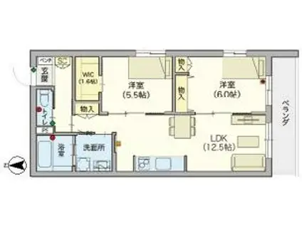 オカバ練馬平和台ヘーベルVILLAGE(2LDK/2階)の間取り写真