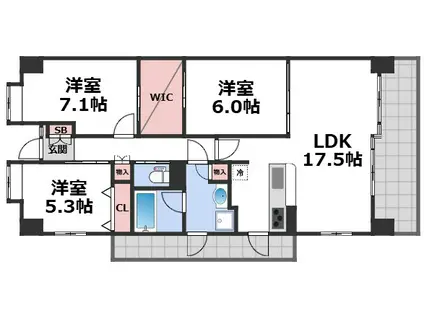 フロンティアタワー難波イースト(3LDK/4階)の間取り写真