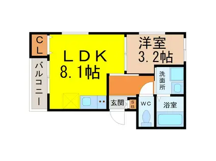 オウルージュ鶴里駅前(1LDK/1階)の間取り写真