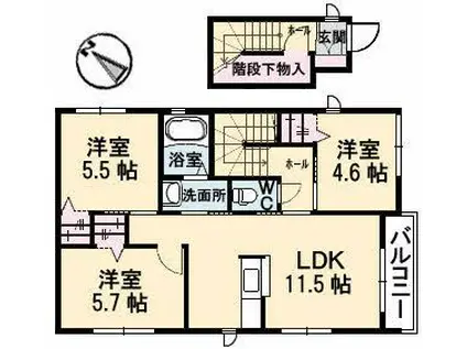 クラヴィエA棟(3LDK/2階)の間取り写真