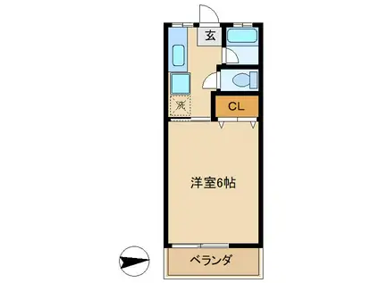 グリーンハイツ(1K/2階)の間取り写真