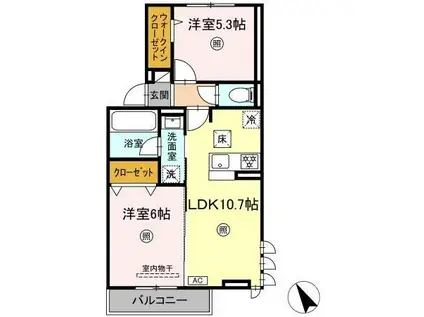 トリシアテラス(2LDK/1階)の間取り写真