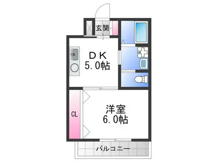 インフィールドII(1DK/8階)の間取り写真