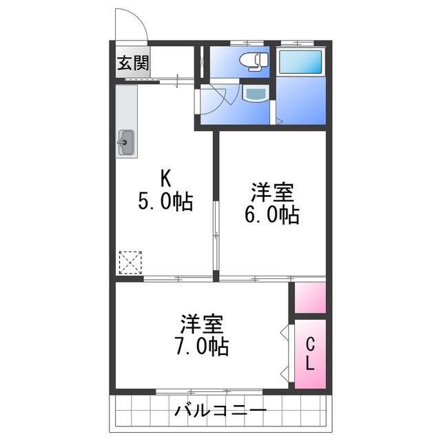 光進ハイツ(2K/1階)の間取り写真