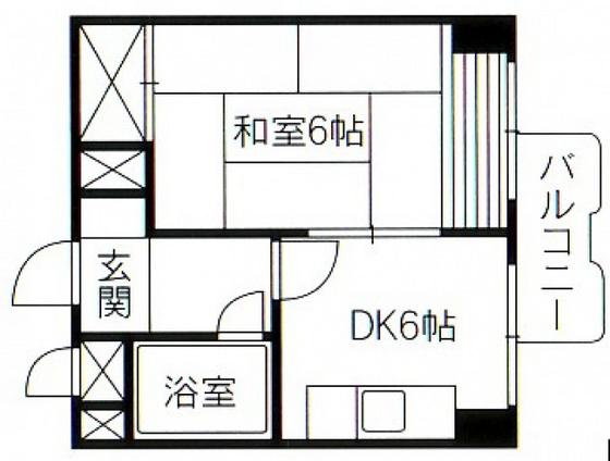 チサンマンション広島(1DK/6階)の間取り写真