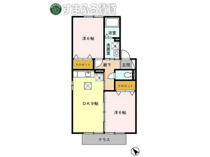 クレール マルシェ(2DK/1階)の間取り写真