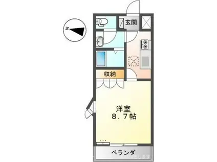 アヴェニール弐番館(1K/1階)の間取り写真