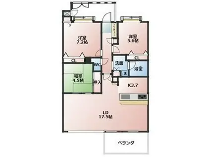 パルシオ東山元町(3LDK/2階)の間取り写真