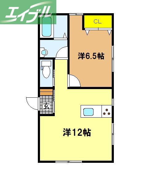 AZUL(1LDK/1階)の間取り写真